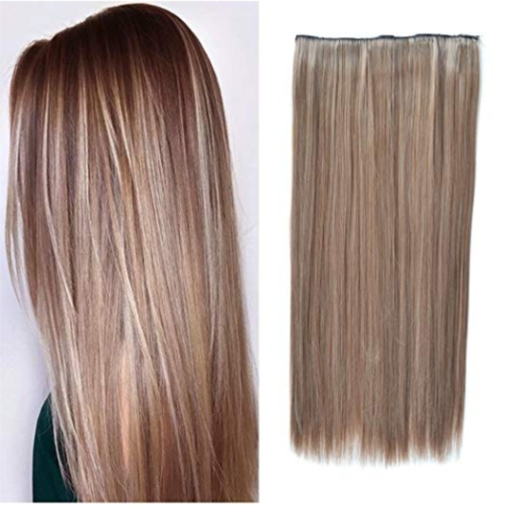 24" Red/Brown Clip in Hair Extensions